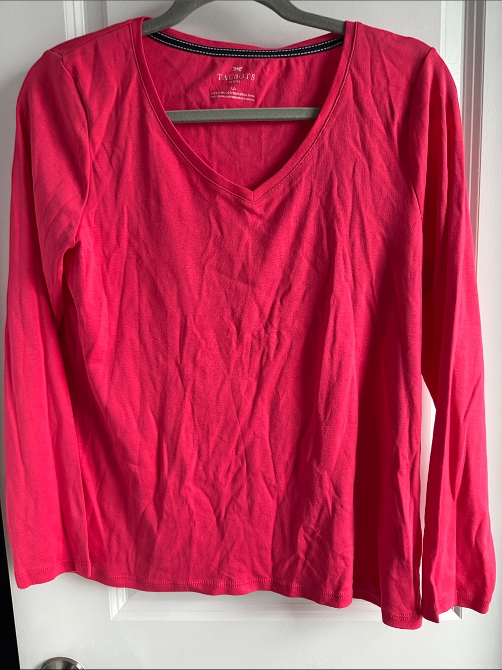 Talbots Bright Pink V-Neck Long Sleeve Tee